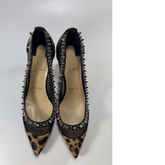 Galativi 85mm Leopard Print Pony Spiked Mesh Pumps heels D576 - Picture 7 of 12